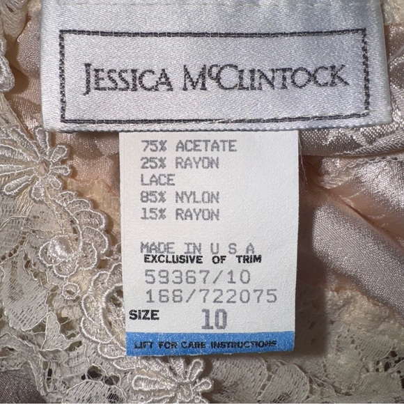 Vintage Jessica McClintock Lace Maxi Dress Prairie Romantic Cottagecore Size 10 - Picture 9 of 13
